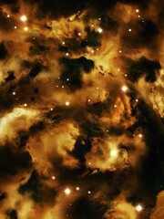 Wall Mural - cosmic nebula in golden tones. star field in space. clouds of gas and interstellar dust. astrophotog