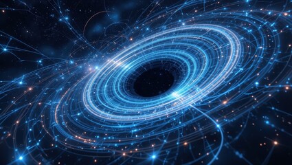 Wall Mural - Vibrant Swirling Galaxy with Blue Light and Dark Background Representing Cosmic Mystery