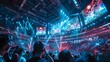 © chartchai - Futuristic Esports Arena with Massive LED Screens and Cheering Audience for Live Championship Match