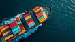 © Nataliia_Trushchenko - Large ship with many containers on it is sailing in the ocean. The ship is colorful and has a lot of cargo