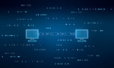data exchange between two computer, communication, connection, binary code. business, transfer, comp