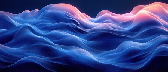 Poster - Elegant Dark Blue Waves Abstract Background with Soft Textures and Smooth Brush Strokes in Modern Minimalism