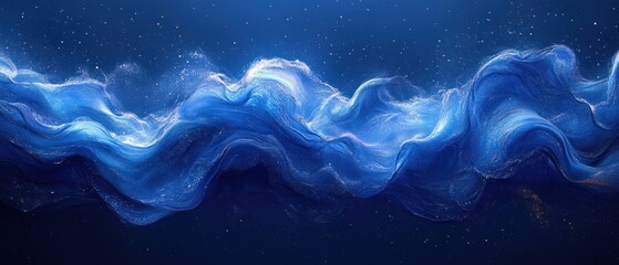 Aufkleber - Elegant Dark Blue Abstract Waves Background with Soft Lighting and Textured Patterns