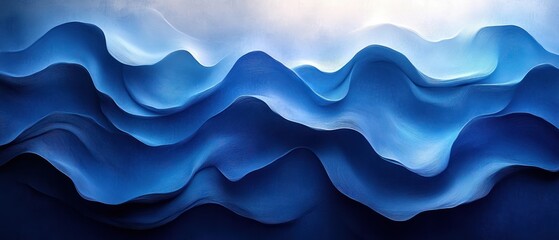 Fototapete - Abstract Dark Blue Waves Background with Elegant Flowing Patterns and Smooth Textures