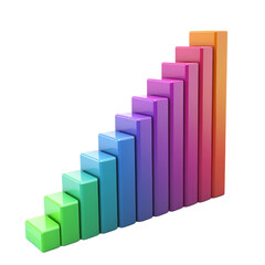 Poster - 3D bar graph showing growth with colorful bars in ascending order