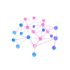 Poster - 3D network structure with colorful nodes and connections, representing data or technology concepts. vibrant colors create visually appealing design
