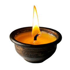 Aufkleber - traditional oil lamp with bright flame, casting warm glow. lamp is made of clay and filled with oil, creating serene atmosphere
