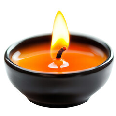 Aufkleber - glowing candle in black bowl, radiating warm light and creating serene atmosphere. flickering flame adds calming touch to any space
