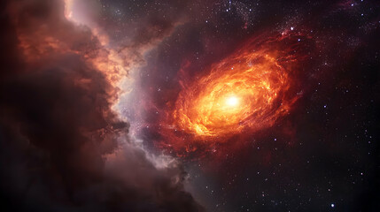 Wall Mural - A vibrant swirling galaxy shining in the dark cosmos of space