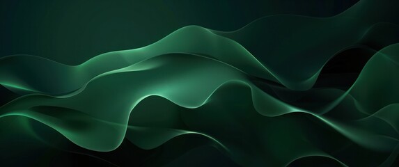 Wall Mural - abstract green wave background dark wallpaper glowing line horizontal.