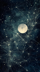 Aufkleber - Digital network linking celestial bodies, transmitting interconnected cosmic data patterns