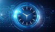 © punyapob - Blue time clock digital technology background vector presentation design, timeline