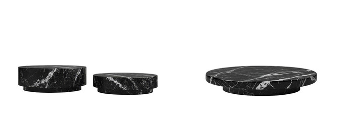 With its smooth, polished surface and sophisticated design, the Black Marble Platform With Veins is well-suited for use in display settings or as part of architectural elements, presented in