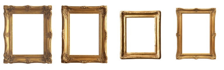 Aufkleber - The ornate design of this gold frame makes it perfect for imparting a sense of luxury to any artwork or photograph on display, with the frame itself isolated on a transparent background in png