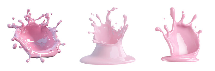 Poster - In an abstract style, a vibrant artistic design is created with a pink liquid splash, swirling texture, smooth waves, and dynamic curves, resulting in a fluid motion effect, all isolated on a