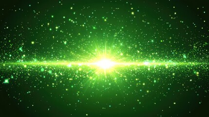 Canvas Print - emerald radiance a captivating display of vibrant green light and sparkling stars in a cosmic explos