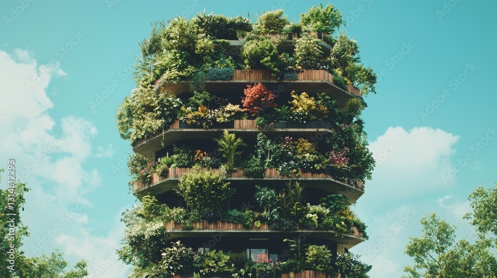 Image showcasing An eco-friendly residential building featuring architectural details ...