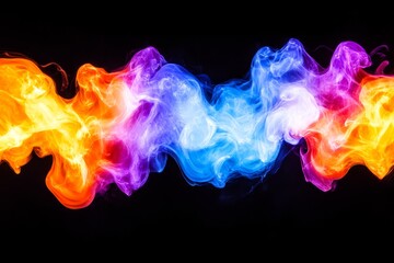 Wall Mural - glowing waves with abstract patterns are shown in a combination of orange, blue, and dark tones