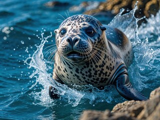 seal emerging from water