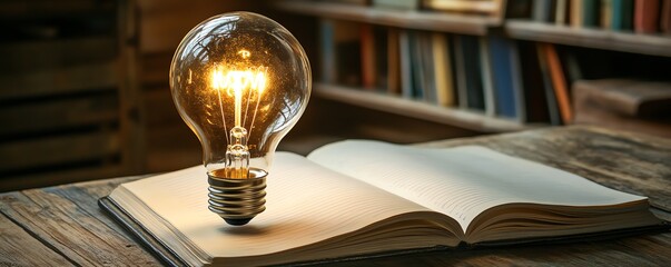 Fototapete - Woman with a light bulb in hand