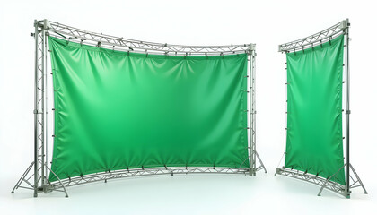 Green Screen Setup with Metal Frame for Video and Photography Use