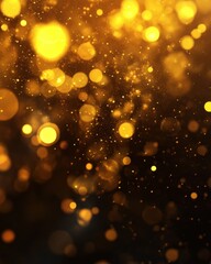 Canvas Print - abstract golden light bokeh background with sparkling particles and festive mood for celebration