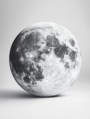 Wall Mural - detailed lunar surface close up in grayscale revealing craters and textures against a neutral backgr