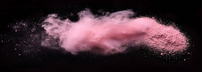Wall Mural - a fine puff of delicate pink blush powder dispersing into the air on an isolate background
