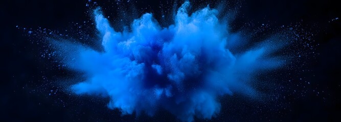 Wall Mural - a vibrant blue pigment powder explosion frozen mid-motion on an isolate background