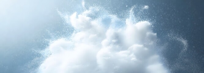 Wall Mural - a fine cloud of white baby powder dispersing softly with gentle lighting on an isolate background