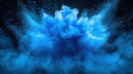 Wall Mural - captivating explosion of vibrant blue powder against a dark backdrop creating a dynamic and mesmeriz