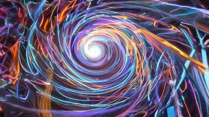 Wall Mural - futuristic abstract background: cosmic tunnel swirl with bright glowing energy and motion effects