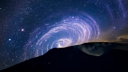 Wall Mural - 4k night sky journey through the dark galaxy and cosmic landscapes