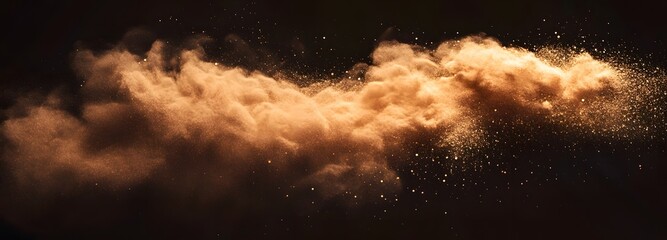 Wall Mural - a cloud of sparkling bronze pigment powder floating in soft motion on an isolate background