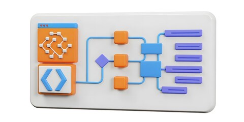 large language model concept visualizing ai a 3d flowchart illustrates an algorithms complex process