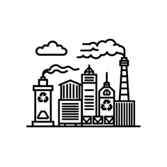 Recycling plant icon with black line art, eco-friendly design