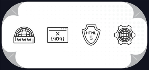 Wall Mural - outline icons set - programming concept. www, 404 error, html5, cyberspace.