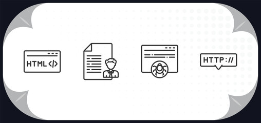 Wall Mural - outline icons set - programming concept. html, seo report, bug report, http.