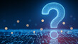 © PhotoArtHub - Glowing blue large question mark, digital network design, abstract concept, symbolizes inquiry, problem-solving, technology, innovation, digital future