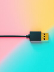 Aufkleber - Network cable connected with internet icon against a soft gradient background for digital communications and technology services