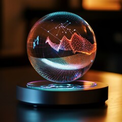 Leinwandbilder - Digital Data Globe: Visualizing Networks and Trends in a Futuristic Display