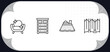 © IconArt - outline icons set - furniture and household concept. cleaned, drawer chest, kotatsu, folding screen.