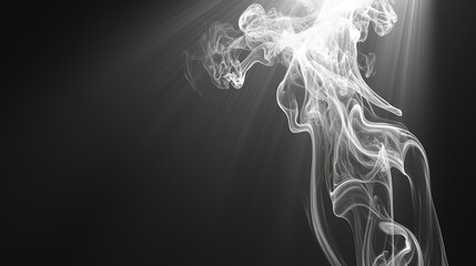 Sticker - ethereal wispy smoke on dark abstract background with illuminating light rays