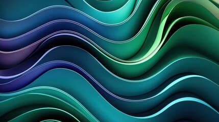 Wall Mural - Abstract Waves with Gradients of Blue and Green Creating a Fluid Background for Design and Creative Projects