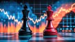 © Cyber Shutter - USA king chess and China king chess alongside stock market graph chart representing trade barrier war and military war concept.