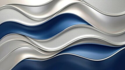 Wall Mural - abstract dark blue and silver wavy background design with smooth texture and fluid patterns for crea