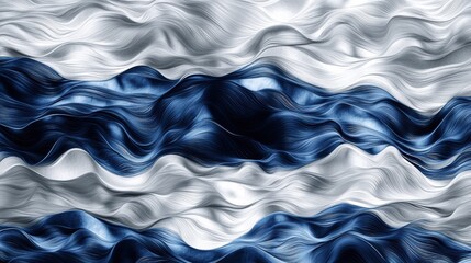 Wall Mural - abstract dark blue and silver waves background with fluid motion and texture ideal for creative desi
