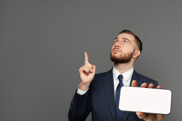 showing smartphone with blank empty white screen display for new application or mobile website, mock
