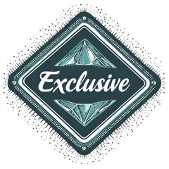 Wall Mural - teal diamond badge design featuring exclusive text in a unique flat layout