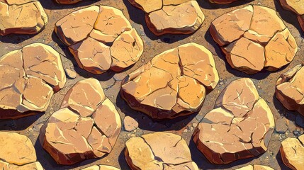 Wall Mural - simple vector sketch of dry clay floor with flat rocks in artistic style for design and illustration